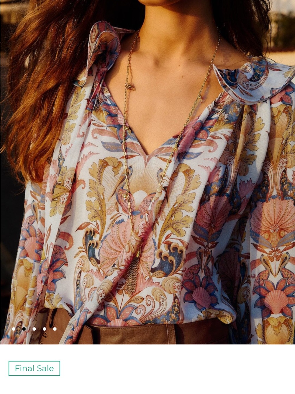 Farm Rio Off-White Sea Garden Ruffled Long Sleeve Blouse sz small NWT - Picture 2 of 6